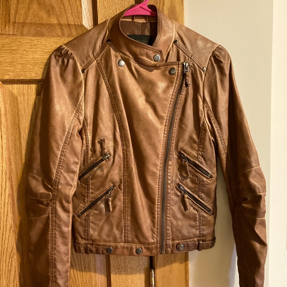 Brown Faux Leather Jacket